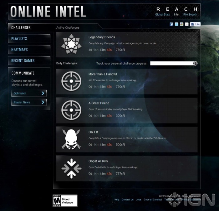 Halo Reach web feature screenshot