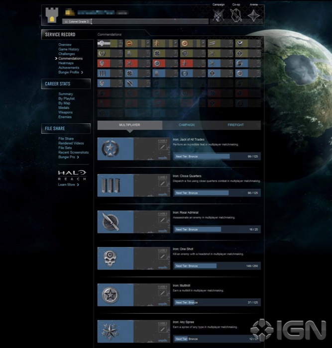 Halo Reach web feature screenshot
