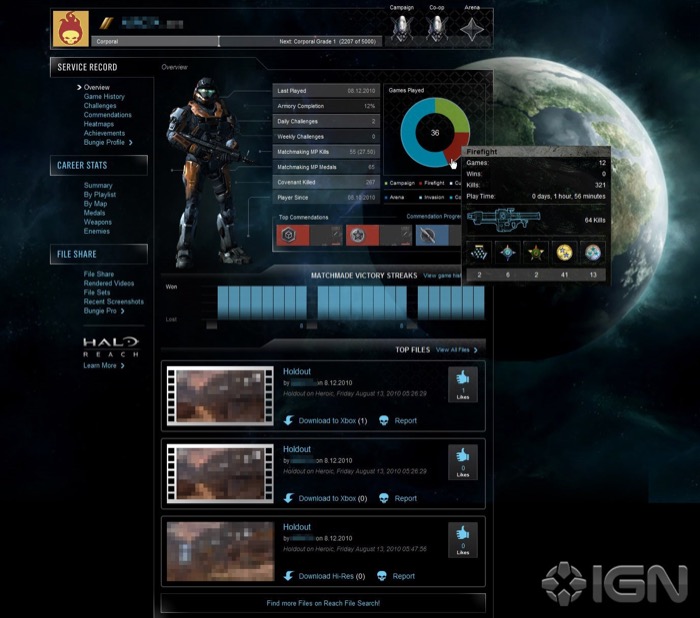 Halo Reach web feature screenshot