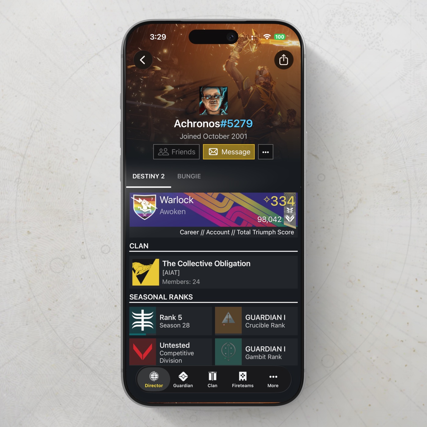 Destiny Companion player profile