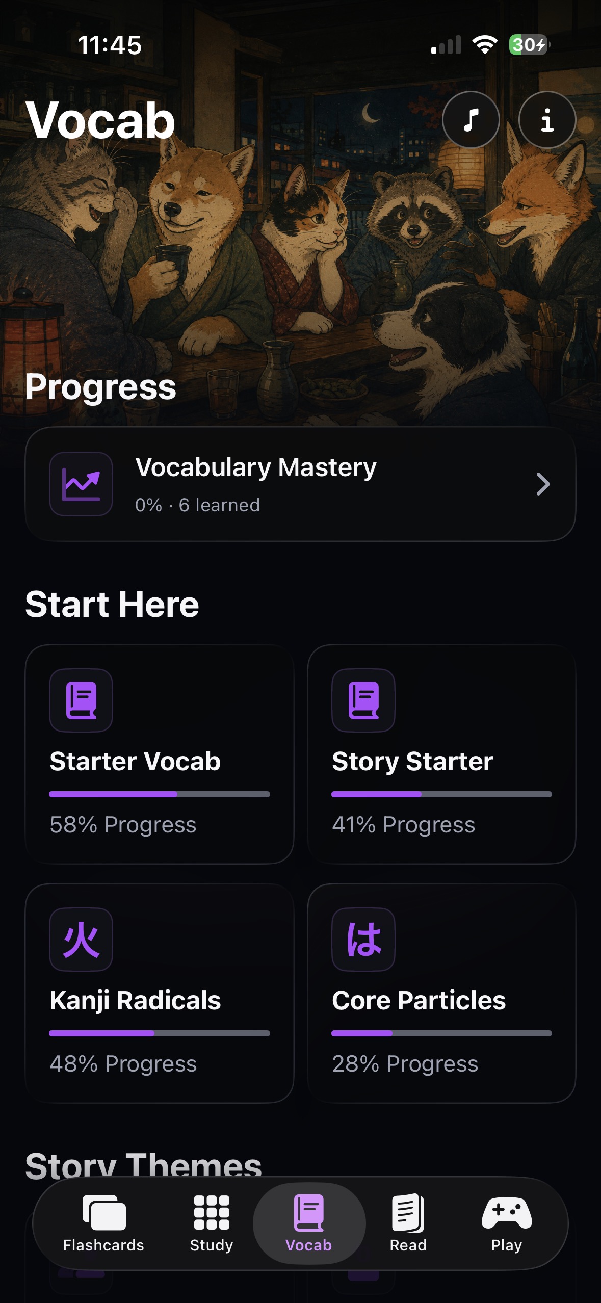 Kana Book vocabulary screen